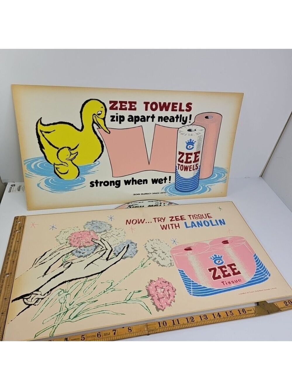 Vintage Advertising Signs 1950s - Zee Tissue Crown Zellerbach Canada Limited